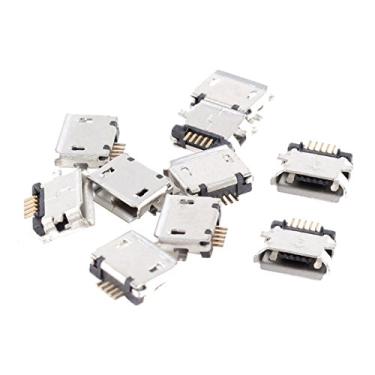 Imagem de uxcell 10 peças Micro USB tipo B soquete fêmea 180 graus 5 pinos SMT conector de solda