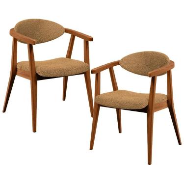 Imagem de Kit 02 Poltronas Decorativas Para Sala De Estar Cecília L02 Bouclê Mostarda - Lyam Decor