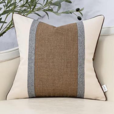 Imagem de Capa de travesseiro Yangest Patchwork 45x45cm Luxury Cotton Brown