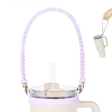 Imagem de VIKIZUES Alça Para Garrafa De Água - Suporte Silicone Macio, Tipoia, Cordão, Com Alça, Serve Na Maioria Das Garrafas 8 A 40 Onças, Acessórios Compatíveis Copos Stanley (Lavanda)