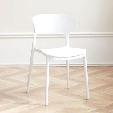 Imagem de Banqueta De Plástico Empilhável Portátil Para Uso Interno Cadeira De Jantar Leve Cadeira De Evento Comercial De Encosto Grosso Para Eventos Escritório Festa De Casamento, H, 41.5x48x77cm(16x19x30inch)