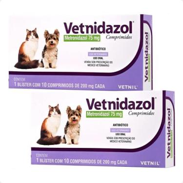 Imagem de Kit 2 Antiparasitário Para Cães Vetnidazol 75mg Vetnil 10 Comprimidos