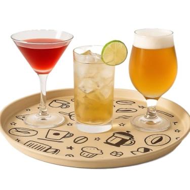 Imagem de Bandeja Redonda Antiderrapante 28 cm – Plástico Resistente com Estampa Moderna, Ideal para Uso Diário