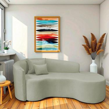 Imagem de Recamier Curvo Orgânico 180cm 3 Lugares Lado Direito para Sala de Estar Bouclé Londres Verde Oliva