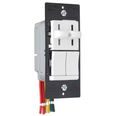 Imagem de Legrand Pass & Seymour LSDC163PWV 300W LS Series Interruptor de luz predefinido para lâmpadas incandescentes e halógenas mais controle de ventilador de 1,6 A, 3 vias, branco (1 unidade)