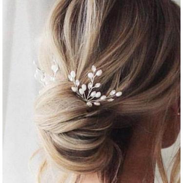 Imagem de Peças de cabelo Earent Wedding Silver Pearl Hair Pins Brides Acessório