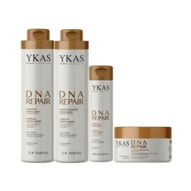 Imagem de Ykas Dna Repair Shampoo + Condicionador 1L + Máscara 250g + Leave-in 2