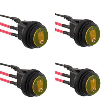 Imagem de EPLZON 4 peças 12 V 20 A, à prova d'água, com interruptor basculante de luz LED, interruptor SPST de 3 pinos com pré-fio de 20 mm para carro, barco, caminhão 0RV (amarelo)