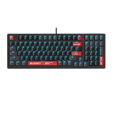 Imagem de Bloody Teclado de desempenho AT98 Alpha Optical Switch – Dual Zone 98 teclas, alta precisão, pontos de atuação personalizáveis, retroiluminação RGB, teclado ergonômico para jogos, design compacto