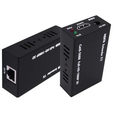 Imagem de CybNemo Extensor HDMI 196 pés/60 m Repetidor HDMI Balun Transmissor Receptor Adaptador Sobre Cabo Ethernet Cat5E/6 Suporte EDID, Proteção ESD, 1080P@60Hz 3D Full HD com fonte de alimentação POC