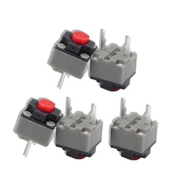 Imagem de 5 peças de botão mudo 6 x 6 x 7,3 mm botão quadrado interruptor silencioso micro 10 milhões de mouse micro interruptores industriais (cinza, preto, vermelho)