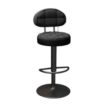 Imagem de Banco de bar de pub Cadeira de bar giratória 360 graus com encosto alto, cadeira frontal, mesa ilha, jantar(Preto)