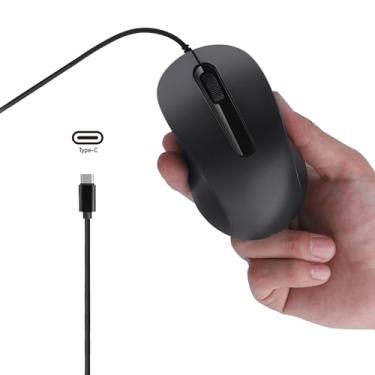 Imagem de Mouse óptico com fio tipo C, mouse USB C ergomônico para Apple MacBook, computador ou laptops com porta tipo C - preto