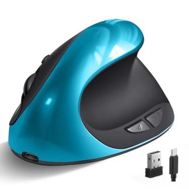 Imagem de Mouse ergonômico sem fio, mouse vertical recarregável USB-C para destros com 6 botões 800/1200/1600 para laptop, desktop, PC, MacBook