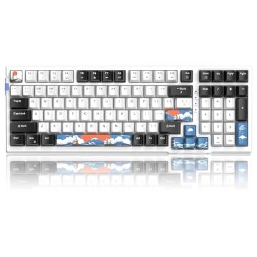 Imagem de Camiysn Combo de teclado e mouse para jogos, branco 104 teclas RGB e RGB de 6 velocidades, teclas de pudim, teclado silencioso de computador para computador/PC/laptop/Mac/Windows/escritório