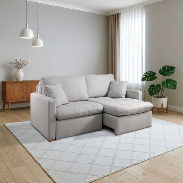 Imagem de Sofá Retrátil e Reclinável 200cm com Almofadas Decorativas Liv Espresso Móveis Cinza