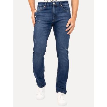 Imagem de Calça Guess Jeans Masculina Slim Straight Inter Tag Azul Médio-Masculino