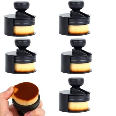 Imagem de 5 peças de ferramenta de mistura de tinta redonda cerdas macias com suporte de bandeja de armazenamento de pincéis para scrapbook faça você mesmo, artesanato, pintura, tinta, ferramenta de mistura de