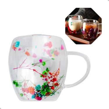 Imagem de Xícara de Borossilicato com Parede Dupla, Estampa Floral, 250 ml, Cores Sortidas