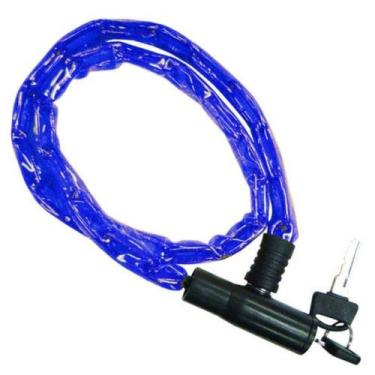 Imagem de Cadeado Corrente Tranca Bike Chave Bicicleta Moto Azul - BIKE STILO