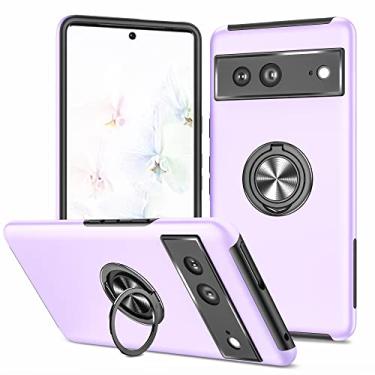 Imagem de SORAKA Capa para Google Pixel 8 com suporte de anel invisível e placa de metal para montagem magnética em carro Capa rígida para PC Capa Google Pixel 8 Capa resistente de nível militar