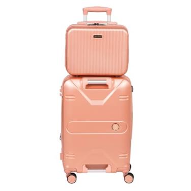 Imagem de Mala De Bordo 10kg Rigida Expansiva Rodas 360 Porta Copos Alça Frontal + Frasqueira (Rosa)