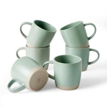 Imagem de famiware Conjunto de 6 canecas de café, Milkyway 370 ml, conjunto de copos de cerâmica com alça para café, chá, cacau, leite, verde claro