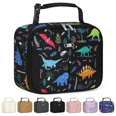Imagem de Lancheira infantil, lancheira térmica pequena para crianças, meninas, adolescentes, lancheira leve e reutilizável para trabalho, escritório, escola, viagem, piquenique, dinossauros