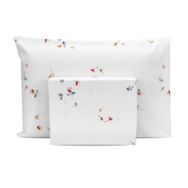 Imagem de Lençol Solteiro 2 pçs c/Ponto Palito Percal Estampado 180 fios (Delicata)