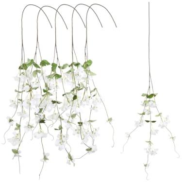 Imagem de ICBOX 5 peças, buganvílias, flores artificiais, videiras, seda sintética, buganvílias, plantas quase naturais para varanda, pátio, varanda, decoração de casamento em casa (branca)