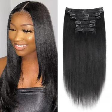 Imagem de Extensões de cabelo Mihugass Yaki Straight Clip ins 35cm 120g