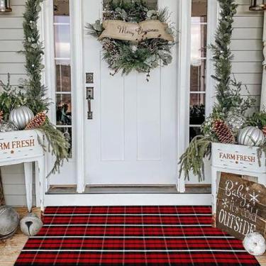 Imagem de Tapete ao ar livre Bottalive Christmas Plaid Red & Black Check