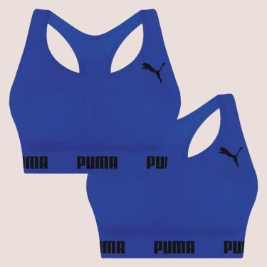 Imagem de Kit Com 2 Tops Puma Nadador Sem Costura E Sem Bojo Fitness Fit Para Academia Corrida Treino-Feminino