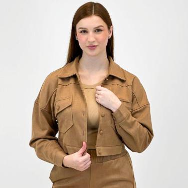 Imagem de Jaqueta Pacific Blue Cropped em Suede Feminina-Feminino