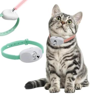 Imagem de Colar Brinquedo Laser para Gatos Animais de Estimação, USB LED Coleira Estimulação Inteligente e Automática para Entretenimento Felino (Verde)