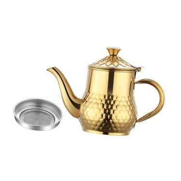 Imagem de ＫＬＫＣＭＳ Pote de filtro de óleo de aço inoxidável, pote de armazenamento de óleo, recipiente de armazenamento antiderrapante, alça ergonômica para cozinha, Ouro 350ml