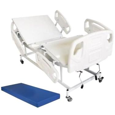 Imagem de Cama Hospitalar Manual 2 Manivelas com Altura fixa do Leito e 6 posições com Colchão D33 Grades Luxo