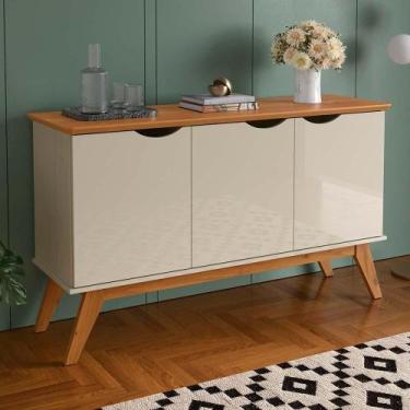 Imagem de Buffet Aparador 122cm 3 Portas Pés Madeira Prism 1.2 Patrimar Off Whit