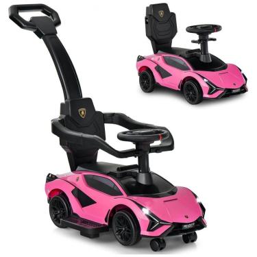 Imagem de Carrinho de Passeio Infantil 3 em 1 com Alça, Música, USB, Farol e Compartimento Sob o Assento para Crianças de 1 a 5 Anos, INFANS, Rosa