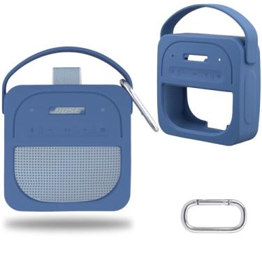 Imagem de Capa protetora de silicone para alto-falante Bluetooth portátil Bose SoundLink Micro 2ª geração, capa de viagem portátil com mosquetão (azul) - co2CREA