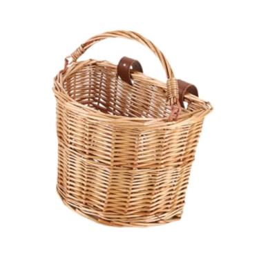 Imagem de Pegciuho Cesto de Bicicleta Infantil, Feito à Mão, em Rattan Trançado, Resistente E Rústico, para Guidão Dianteiro.
