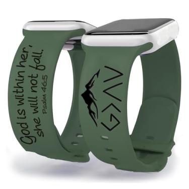 Imagem de OAEUQ Pulseira de silicone God In Her Heart Bible Gravada com Salmo 46:5 para relógios de 38 mm, 40 mm, 41 mm, 42 mm, 44 mm, 45 mm, 46 mm, 49 mm, presente de Jesus Deus Cristão Salmo, 42-29mm