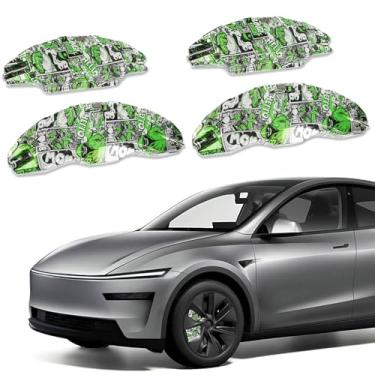 Imagem de Tampas de pinça de freio compatíveis com Tesla Model Y Juniper 2025-2026, 19 50.8 cm Capas de pinça de freio do cubo da roda de freio dianteiro e traseiro 4 peças para acessórios modelo Y Juniper