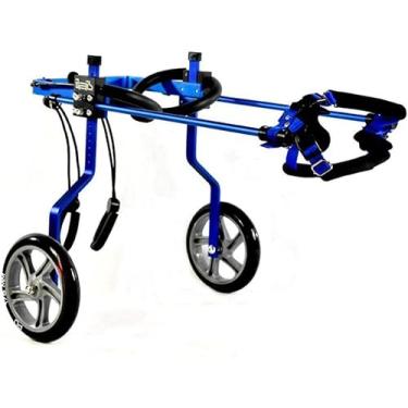 Imagem de Cadeira de rodas para cães, carrinho ajustável para cães com 2 rodas, chapeamento colorido, cadeira de rodas de alumínio para cães com deficiência, reabilitação de pernas traseiras, carrinho de