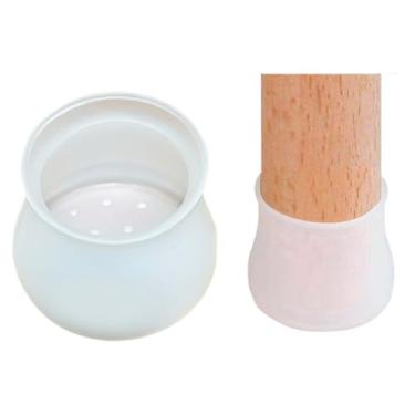 Imagem de 24 Peças Protetor Silicone Cadeira Mesa Quadrado Pé Redondo Proteger o Piso(Branco (Redondo))