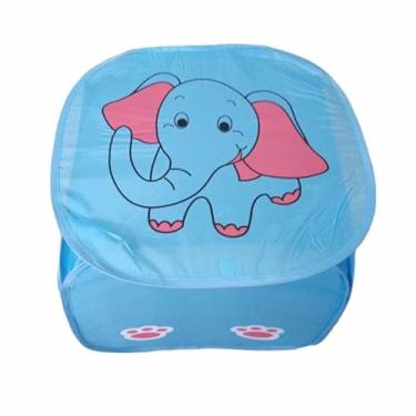 Imagem de Cesto Organizador de Brinquedos Roupas Objetos Dobrável com Tampa (Azul)