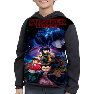 Imagem de Casaco Moletom Infantil Desenho Serie Stranger Things - smoke, Preto, 