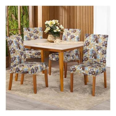 Imagem de Kit Capa De Cadeiras Estampadas 4 Lugares Malha Gel Várias Estampas - 
