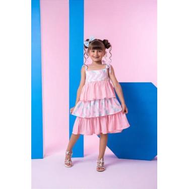 Imagem de Vestido Banana Club Eloa Rosa - Tecido 100% Poliéster com Laço, Pastel