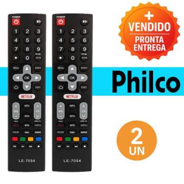Imagem de Kit 2 Controles Remoto Compatível Smart TV Philco Led Lcd LE-7054 Funç